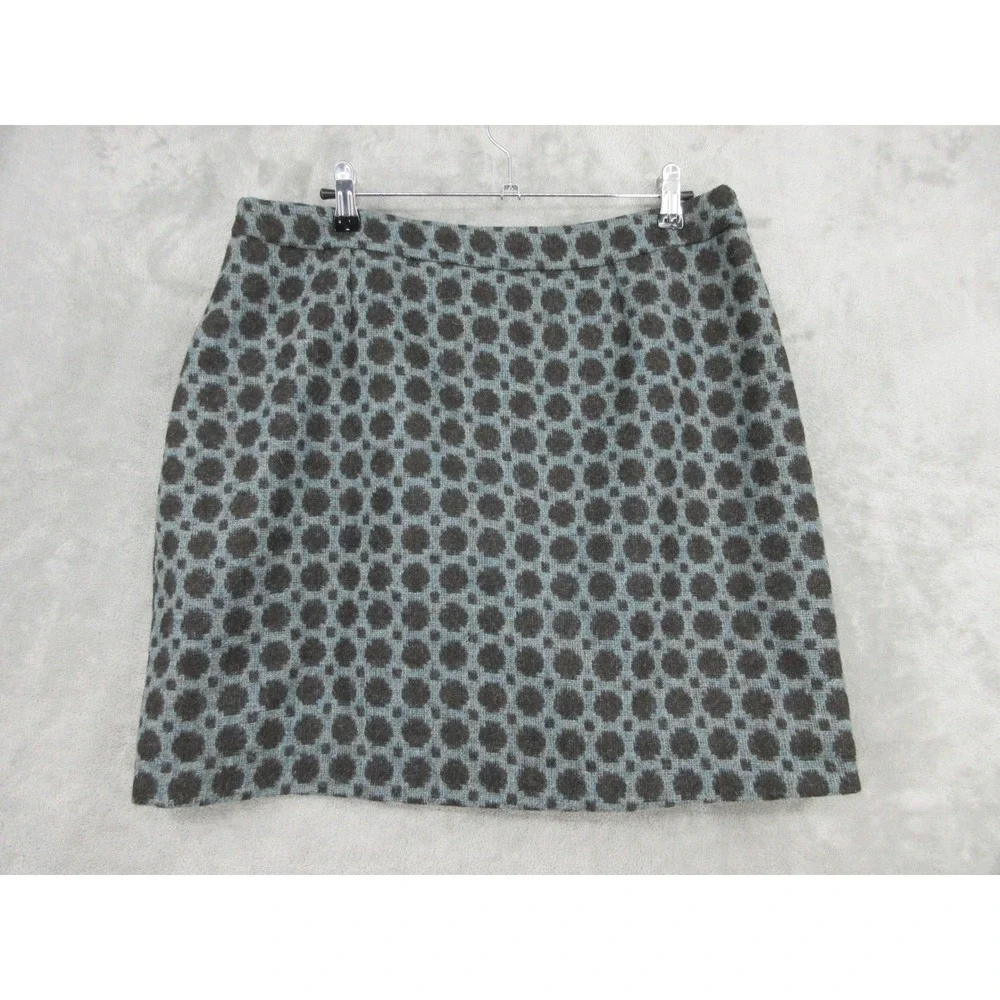 Boden Skirt Womens Size 12 Wool Wrap Buckle Mini Polka Dot Preppy Academia Grey